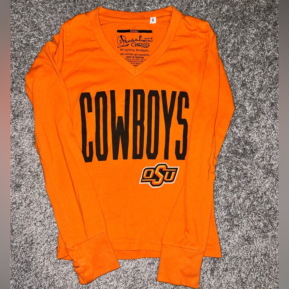 Girls Small Pressbox Girls Oklahoma State OSU Long sleeve shirt with thumb holes
